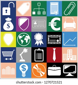 Set of 25 business related icons. Collection. Detailed design. Vector Illustration.