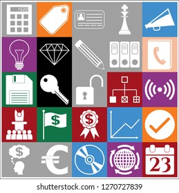 Set of 25 business related icons. Collection. Flat design. Vector Illustration.