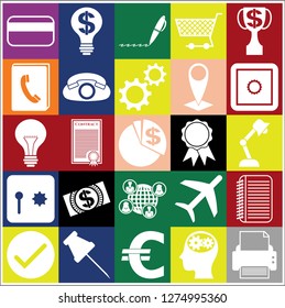 Set of 25 business related icons. Collection. Flat design. Vector Illustration.