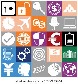 Set of 25 business related icons. Collection. Flat design. Vector Illustration.