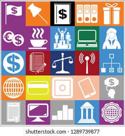 Set of 25 business related icons. Collection. Detailed design. Vector Illustration.