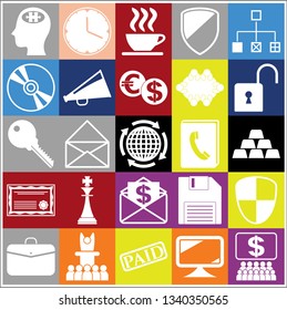 Set of 25 business related icons. Collection. Flat design. Vector Illustration.