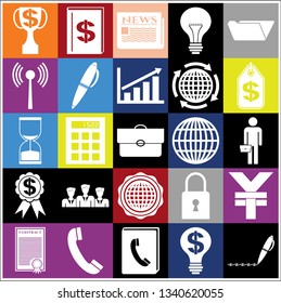 Set of 25 business related icons. Collection. Detailed design. Vector Illustration.