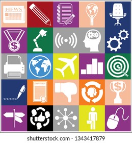 Set of 25 business related icons. Collection. Detailed design. Vector Illustration.