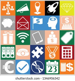 Set of 25 business related icons. Collection. Flat design. Vector Illustration.