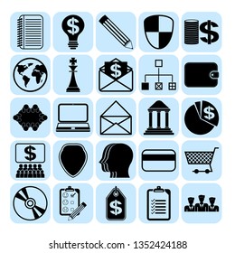 Set of 25 business related icons. Collection. Flat design. Vector Illustration.