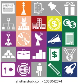 Set of 25 business related icons. Collection. Detailed design. Vector Illustration.