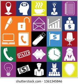 Set of 25 business related icons. Collection. Flat design. Vector Illustration.