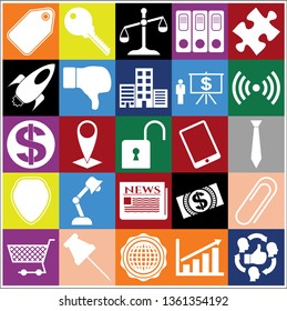 Set of 25 business related icons. Collection. Detailed design. Vector Illustration.