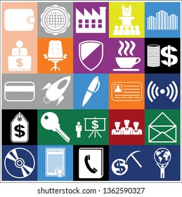 Set of 25 business related icons. Collection. Flat design. Vector Illustration.