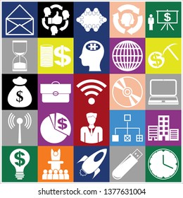 Set of 25 business related icons. Collection. Flat design. Vector Illustration.