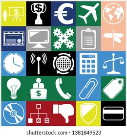 Set of 25 business related icons. Collection. Flat design. Vector Illustration.