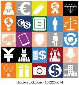 Set of 25 business related icons. Collection. Detailed design. Vector Illustration.
