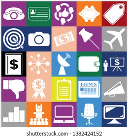 Set of 25 business related icons. Collection. Flat design. Vector Illustration.