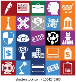 Set of 25 business related icons. Collection. Detailed design. Vector Illustration.