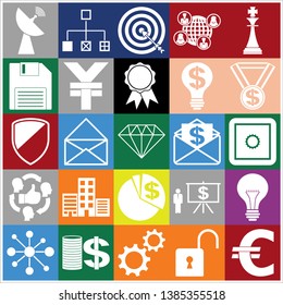 Set of 25 business related icons. Collection. Flat design. Vector Illustration.