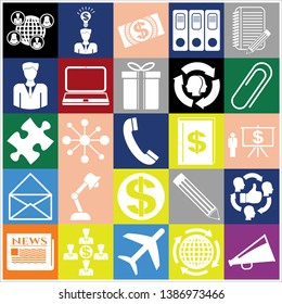 Set of 25 business related icons. Collection. Flat design. Vector Illustration.