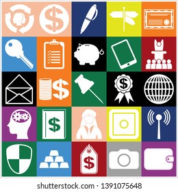 Set of 25 business related icons. Collection. Flat design. Vector Illustration.