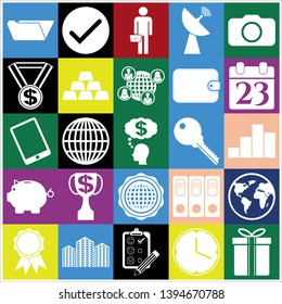 Set of 25 business related icons. Collection. Flat design. Vector Illustration.