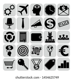 Set of 25 business related icons. Collection. Flat design. Vector Illustration.