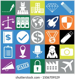 Set of 25 business related icons. Collection. Detailed design. Vector Illustration.