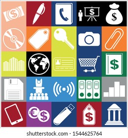 Set of 25 business related icons. Collection. Detailed design. Vector Illustration.