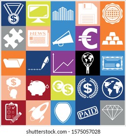 Set of 25 business related icons. Collection. Flat design. Vector Illustration.