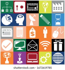 Set of 25 business related icons. Collection. Flat design. Vector Illustration.