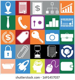 Set of 25 business related icons. Collection. Flat design. Vector Illustration.