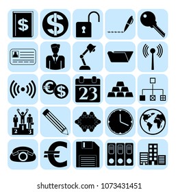  Set of 25 business symbols of icons. Collection. Detailed design. Vector Illustration.