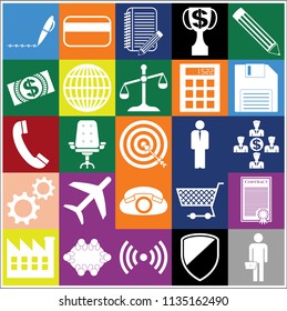 Set of 25 business symbols of icons. Collection. Flat design. Vector Illustration.