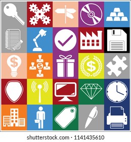 Set of 25 business symbols of icons. Collection. Detailed design. Vector Illustration.