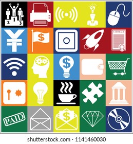 Set of 25 business symbols of icons. Collection. Amazing desing. Vector Illustration.