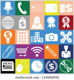 Set of 25 business symbols of icons. Collection. Amazing desing. Vector Illustration.