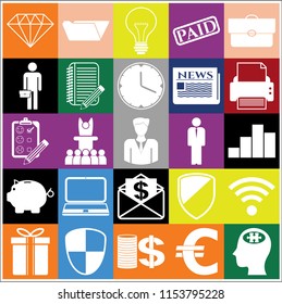 Set of 25 business symbols of icons. Collection. Amazing desing. Vector Illustration.