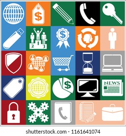 Set of 25 business symbols of icons. Collection. Flat design. Vector Illustration.
