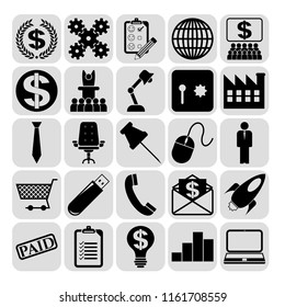 Set of 25 business symbols of icons. Collection. Flat design. Vector Illustration.
