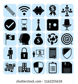 Set of 25 business symbols of icons. Collection. Detailed design. Vector Illustration.