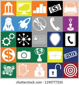 Set of 25 business symbols of icons. Collection. Flat design. Vector Illustration.