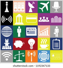 Set of 25 business symbols of icons. Collection. Detailed design. Vector Illustration.