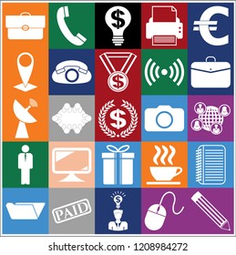 Set of 25 business symbols of icons. Collection. Detailed design. Vector Illustration.