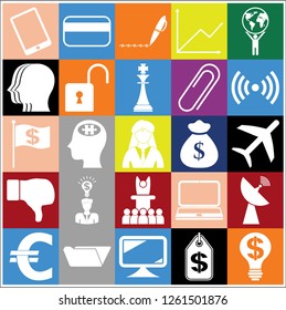 Set of 25 business symbols of icons. Collection. Amazing desing. Vector Illustration.