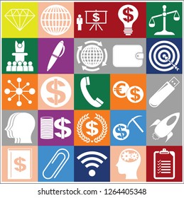Set of 25 business symbols of icons. Collection. Flat design. Vector Illustration.