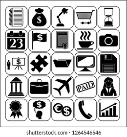 Set of 25 business symbols of icons. Collection. Flat design. Vector Illustration.