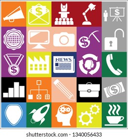 Set of 25 business symbols of icons. Collection. Flat design. Vector Illustration.