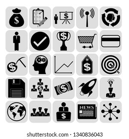 Set of 25 business symbols of icons. Collection. Amazing desing. Vector Illustration.