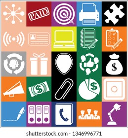 Set of 25 business symbols of icons. Collection. Flat design. Vector Illustration.