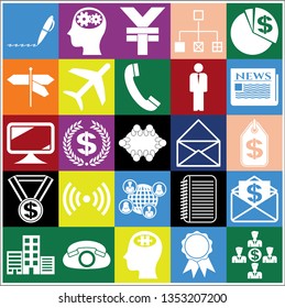 Set of 25 business symbols of icons. Collection. Amazing desing. Vector Illustration.
