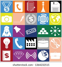 Set of 25 business symbols of icons. Collection. Detailed design. Vector Illustration.