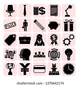 Set of 25 business symbols of icons. Collection. Flat design. Vector Illustration.